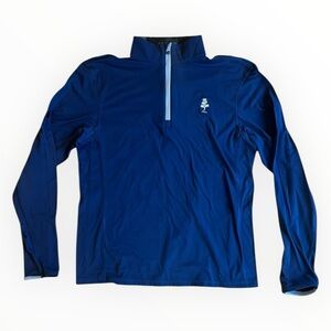 Greyson Men’s S Herringbone Tate Navy Blue Pullover Quarter Zip Golf Performance